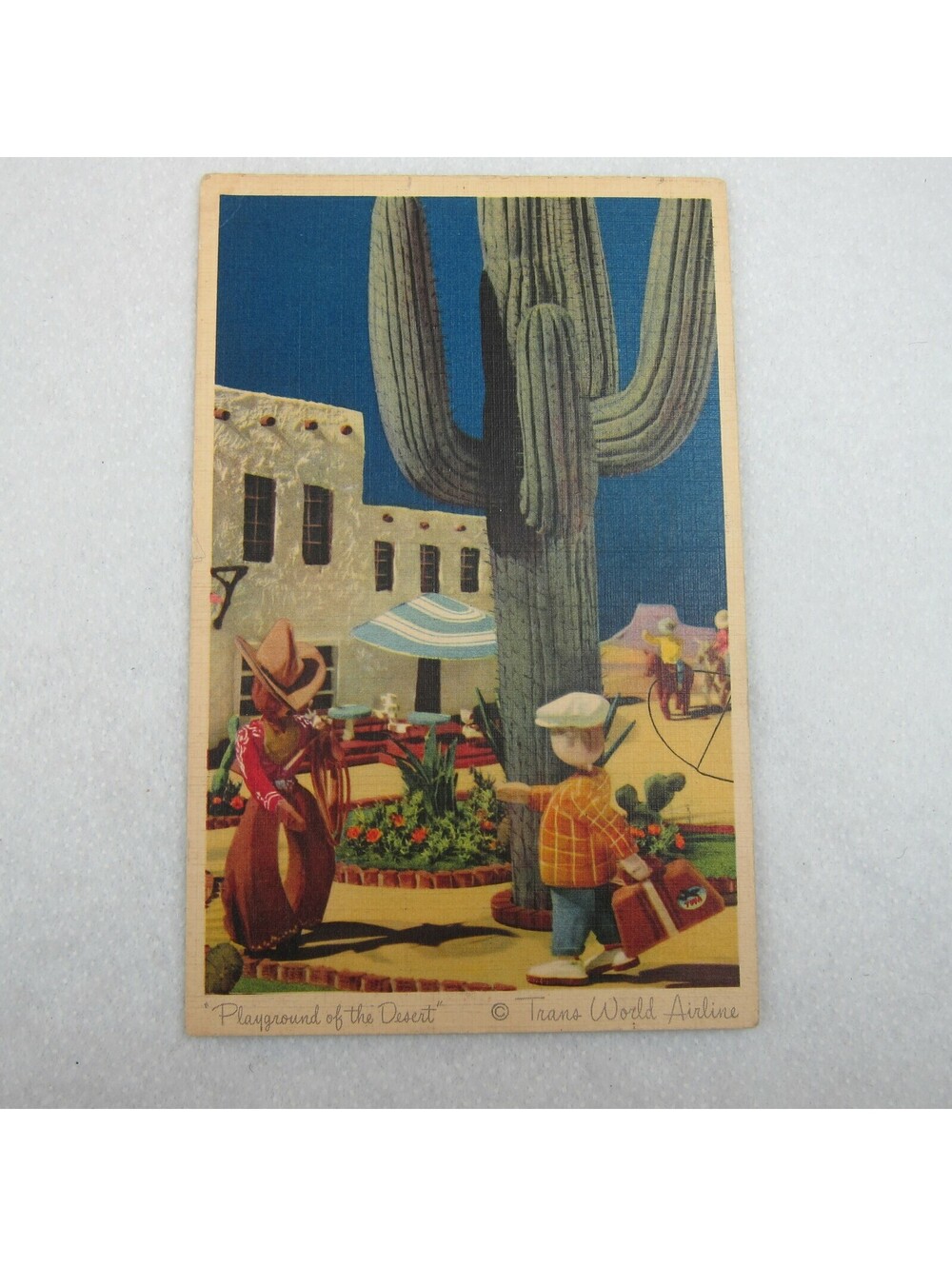 Vintage 1949 Advertising Postcard Trans World Airlines TWA Las Vegas Playground